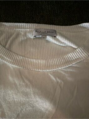 Michael Stars White Ribbed Long Sleeve Tee